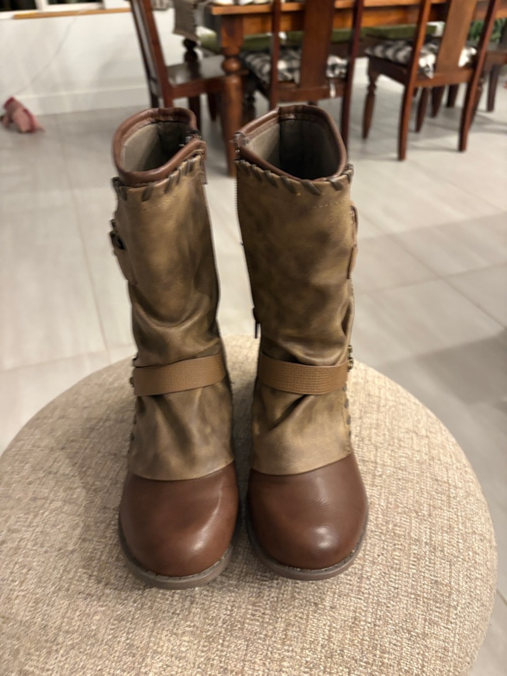 Not Rated Brown Lace-Up Mid-Calf Boots